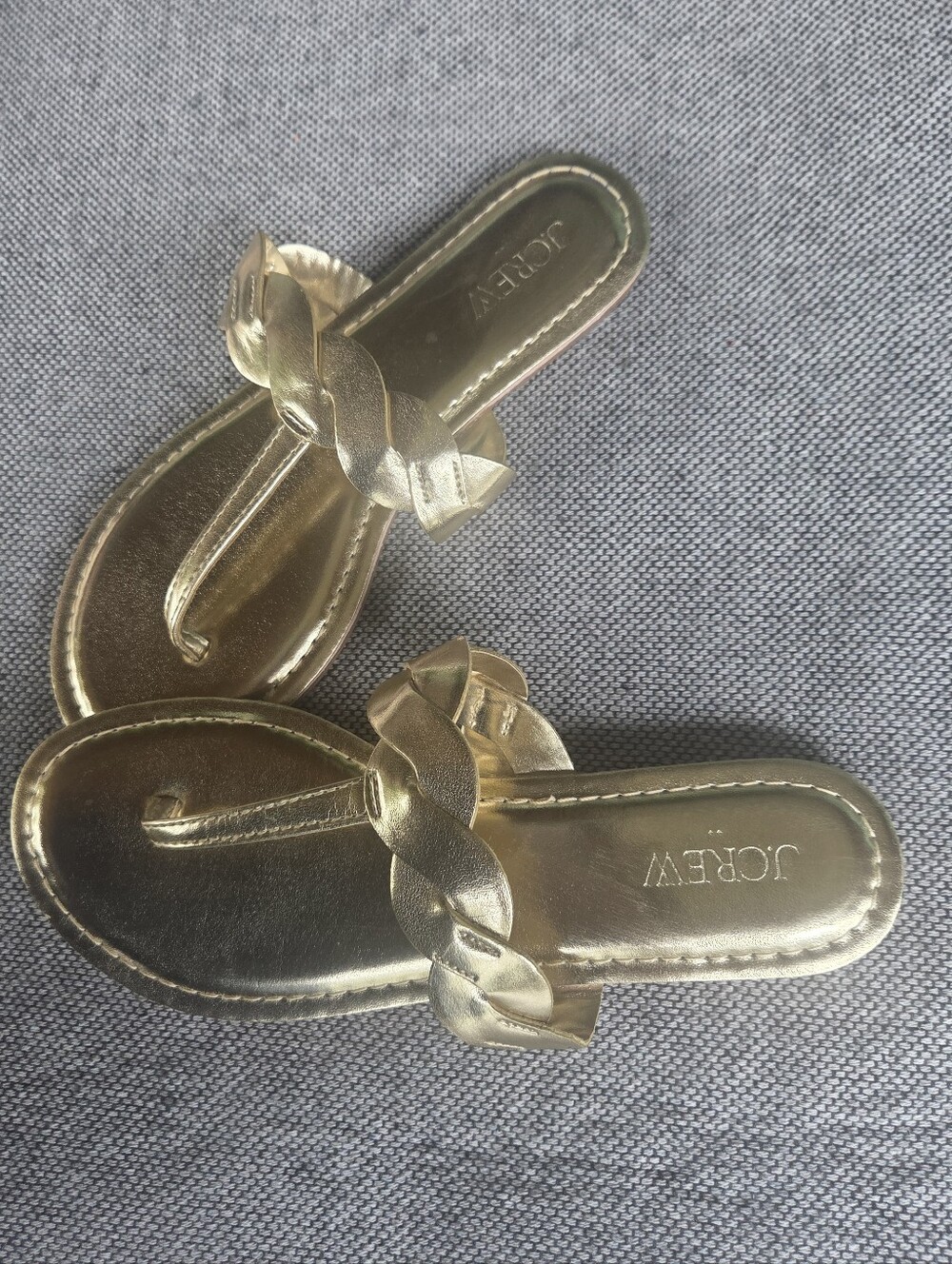 J.Crew Gold Metallic Braided Thong‎ Sandals Size 7 Summer Flat Sandals